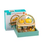 Wooden Children Play Kitchen Accessories Simulates Hand Held Double Layer Dessert Rack Play House Kids Toys