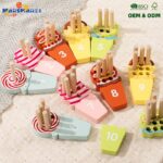 New 3D Kids Product Baby Toys 1-3 Years 0-12 Months Education Wooden Math Peg Counting Ice Cream Puzzles Toys for Children