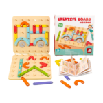 Early Learning Creative Wooden Pegboard Puzzle for Toddlers Transformable Educational Geometric Shape Matching Board Toy