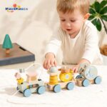Mini Wholesale Wooden Train Set Montessori Educational Toys for Kids Wooden Animal Pull Toys CE CPC