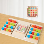 Double Battle Logic Game Wooden Montessori Educational Four-Color Shaking Beads Toys for Kids Enlightenment Teaching Toys