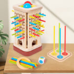 Educational Small 3-in-1 Wooden Stick Toy for Parent-Child Interaction Space Brain Thinking Games for Children