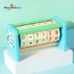 Wooden Math Number Cube Clock Early Education Wooden Math Cube Wooden Math Toys for Brain-Stimulating Logical Addition Division