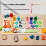 Early Educational Intelligence Development Building Blocks Game for Children Baby Number Shape 4-in-1 Fishing Educational Toys