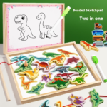 Children's Double-Sided Multi-Function Beaded Erasable Drawing Board Pair Wooden Puzzle and Playing Toys for Early Education