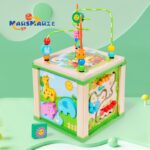 Multifunctional Wooden Puzzle Box for Kids Children's Early Education Scene Matching Toy Beads Treasure Square Intelligence Toy