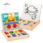 Montessori Double-Sided Creative Puzzles Early Education Children's Cognitive Building Blocks Geometry Thinking Toys