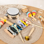 Wholesale Wooden Musical Instrument Set Tambourine Xylophone Toys Early Learning Musical Toys for Toddlers