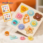 New Arrival Children Animal Shape Puzzle Wooden Geometric Shape Recognition Puzzle  for Kids Early Education