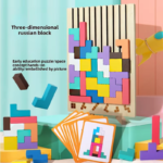 Children's Toys Early Education Wood 3d Russia Puzzle Block Wooden Jigsaw Puzzle for Versatile Geometric Building Blocks Puzzle