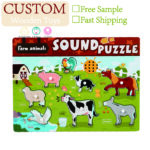Kids Music Sound Instrument Animals Farm Transportation Wooden Audible Puzzle Toys Unisex Early Educational Wooden Puzzle Toy