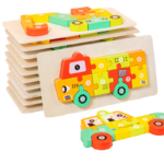 Wooden Children's Educational Toys Early Education Cognitive Animal Traffic Shape Matching 3D Puzzle