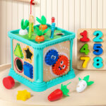 Multifunctional Early Education Game Box Children's Wooden Toys Pulling Carrots Matching Cognitive Puzzles Fun Treasure Box