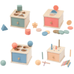 Montessori 0-3 Years Old Children Kindergarten Wooden Teaching Aids Geometry Shape Cognition Color Shape Classification Box