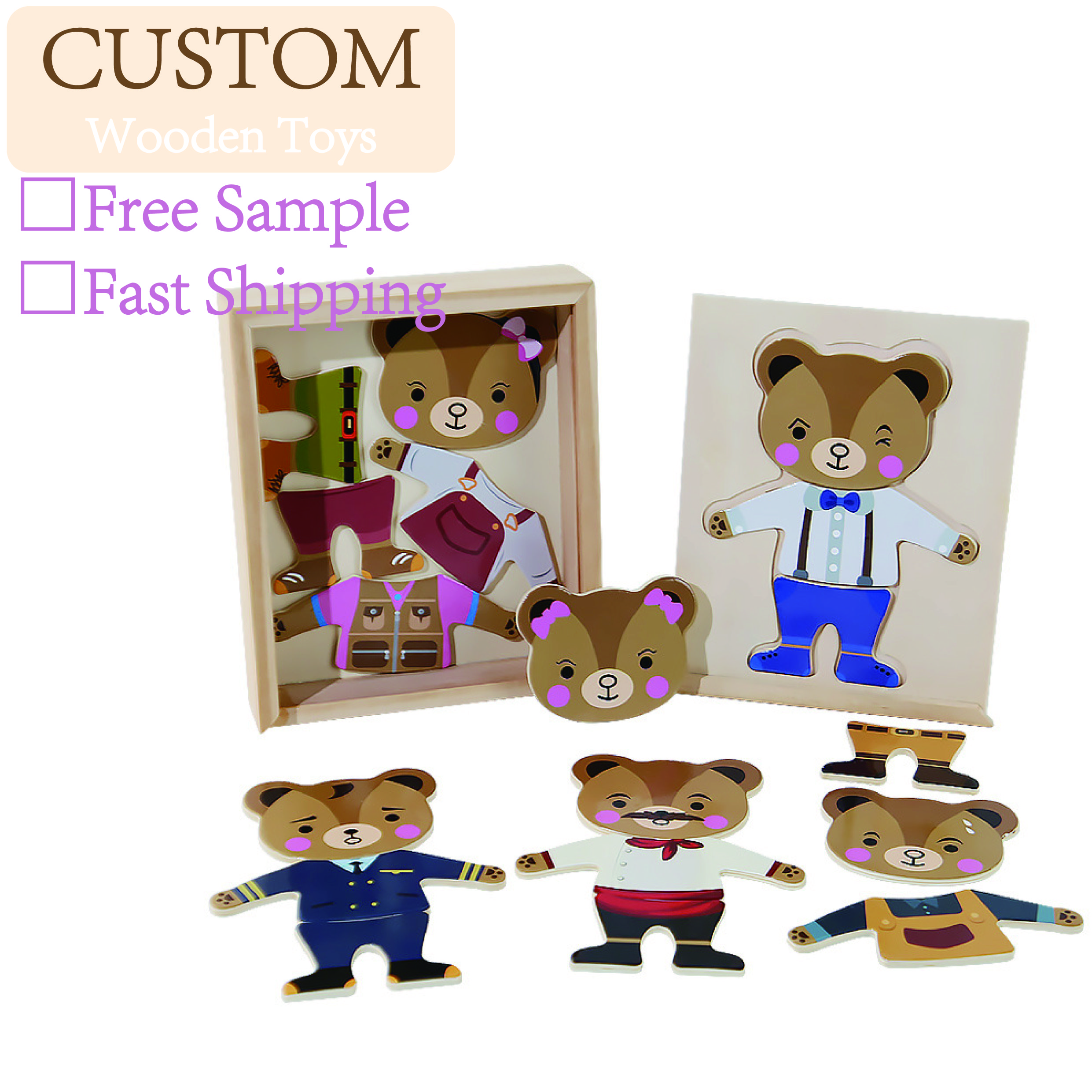 H29ea5fb81c7c435995c95556de82007bP Unique Design Children Change Clothes Puzzle Montessori Wooden Toys Exercise Imagination for Children - Image 1