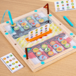 Montessori Cognition Toys Children Battle Game Early Learning Four Color Bead Maze Hand-eye Coordination Wooden Toy