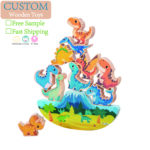 Early Educational 3d Dinosaur Building Blocks Balance Stacking Toys Children's Wooden Puzzle Toys for Unisex