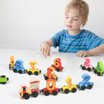 Early Childhood Education Wooden 12-piece Digital Train Car Number Digital Railway Model