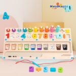 Three-In-One Rolling Ball Logarithmic Board Color Classification Counting Board Early Education Wooden Toy