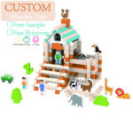 Large Particle Building Structures Mortise Tenon Block Toys for Children Constructed Wooden Houses Set of Building Blocks