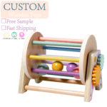New Style Early Learning Infants Educational Toys Wooden 3 in 1 Montessori Rolling Drum Baby Gear Toys