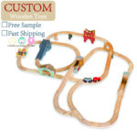 Montessori Educational Wooden Train Set Expandable & Changeable Train Tracks Box Packed Toy Set for Kids