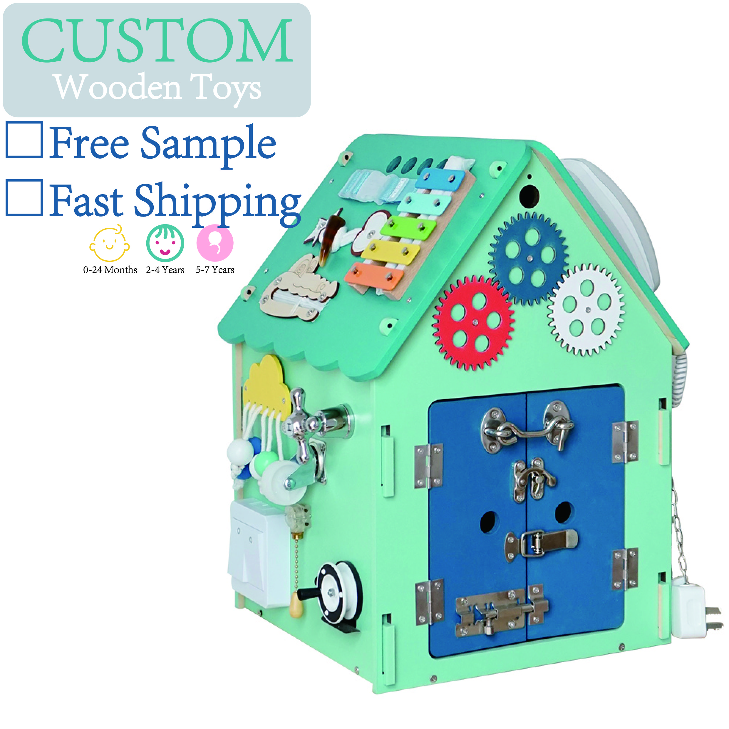 H49f95b063ff543f0ab56d7929e35f0dbu Children's Early Education Educational Wooden Toys Montessori Busy House Baby Wooden Early Education Treasure Box - Image 1