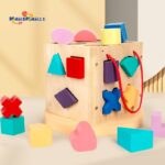 Early Education Seventeen-Hole Wooden Intelligence Box Children's Hand-Held Shape Matching Wooden Toy