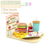 Children Play House Wooden Toys Education Simulation French Fries Hamburger Drinks Sets of Creative Food