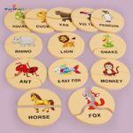 Wooden Toy for Toddlers' Early Education - Round Puzzle with Cartoon Patterns to Enhance Memory and Concentration Skills