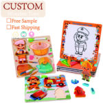 Double-Sided Whiteboard 2-in-1 Creative Wooden Puzzle Toy Kids Early Education DIY Wood Professional Tool for Learning and Fun