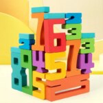 Children's Wooden Educational Digital Stacking Blocks Thought Training Toys Box Packing for Early Education