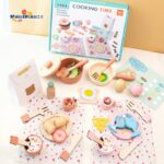 Early Education Pretend Play Kitchen Bear Cooking Set Parent-Child Interactive Wooden Toy for Children's Education