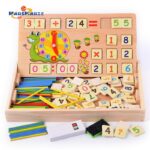 Multifunctional Wooden Educational Box Montessori Number Calculation Kids Interactive Toys Counting Arithmetic Sticks Toys