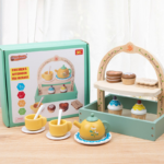 Wooden Early Educational Tea Set Play House Afternoon Dessert Teapot Suit Kitchen Toys for Unisex