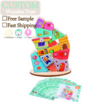 Colorful Wooden Stacking Blocks Kids Early Educational Interactive Exercise Family Eye-Hand Coordination Building Stacking Toys