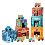 Unisex Early Education Stacking Set Six-In-One Fun Traffic Box Children 2 4 Years Wooden Toys Hand Development Logical Thinking