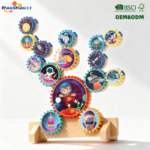Hot Selling Montessori Early Education Learning Hands-on Ability Kids Wooden Assembly DIY Rotating Gear Toy Set for Children Boy