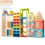 Kaple Kindergarten Children's Log Construction Bar Building Blocks Colorful Strip Puzzle Stacking Toys Variety Puzzle