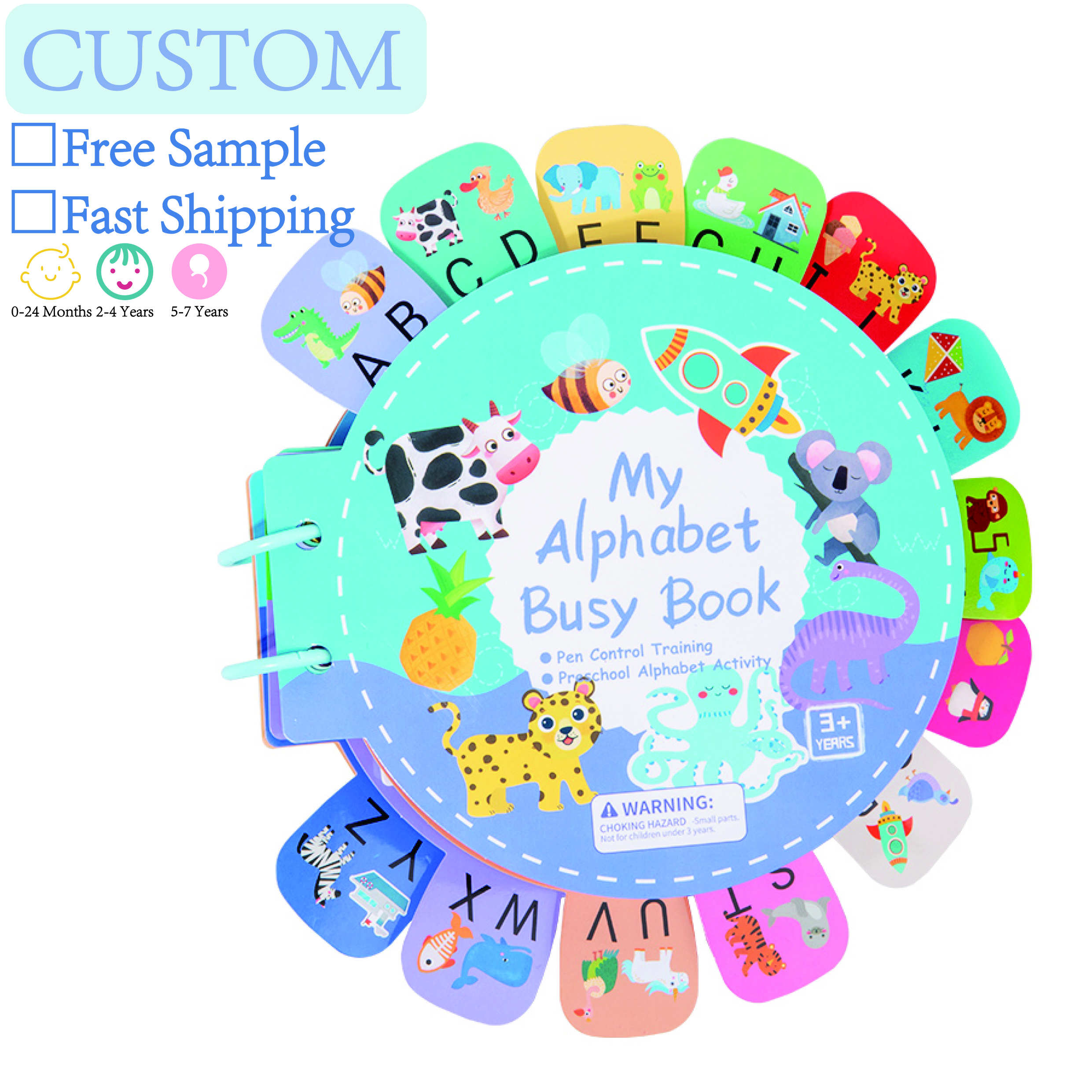 H5de6a70c0bc0490589eec2d7ecb51482O Children's Early Education Puzzle Letters Quiet 26 English Letters Tracing Words Cognitive Card Quiet Book Letter Cognition - Image 1