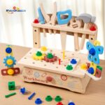 Multifunctional Wooden Nut Combination Simulation Tool Set Parent-Child Interactive Early Education Toy for Children's Education