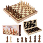Kids Toys Educational Chess Puzzle Education Foldable Portable Wooden Chess Teaching Board for Competition