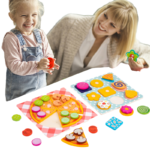Children's Pizza and Cookies Set Shape Cognitive Kitchen Games Elementary Early Education Simulation Home Wooden Toys