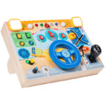 2026 New Wooden Electronic Busy Steering Wheel & Sensory Board Toy Montessori Educational Safe Cheap for 2 to 4 Years Children