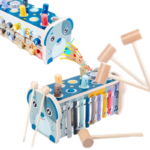 ODM OEM Hot Selling Wholesale Multifunctional Wooden Montessori Musical Instrument Dog Toy Music Knock Piano Game