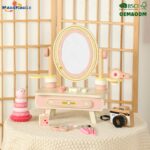 Wooden Kids Beauty Fashion Products Pretend Play Kids Cosmetics Makeup Set Kit Children's Dressing Table with Mirror for Girl