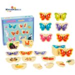 Children's Wood Alphabet Puzzle Early Education Butterfly Word Cognitive Board Fun Game for Intelligence Development Toy