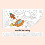 Safe Material Kids Entertainment Toys Diy Graffiti Sticker Wallpaper Easy to Paste Picture Scroll 7 Cartoon Themes