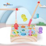 Children's Color Recognition Matching Wooden Fishing Game Fun Educational Early Learning Toy