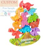 Montessori Inspired Balance Stacking Toy Letter Matching Learning Wooden Dinosaur Toy for Kids
